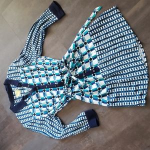 MAEVE Anthropologie Geometric print dress Blue, White, & Black Size 8 EUC